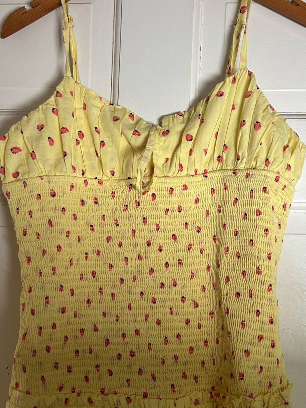 Free People Lavender Daze Yellow Strawberry Drop Waist Smocked Midi/Maxi Dress - Picture 9 of 10